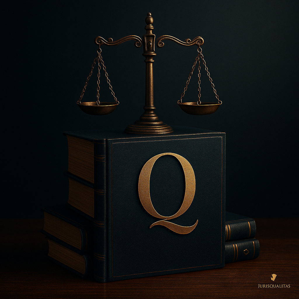 Imagen conceptual elegante con balanza de la justicia y contrato sobre fondo oscuro, que representa la correcta estructuración de la cláusula penal pecuniaria en contratos estatales.