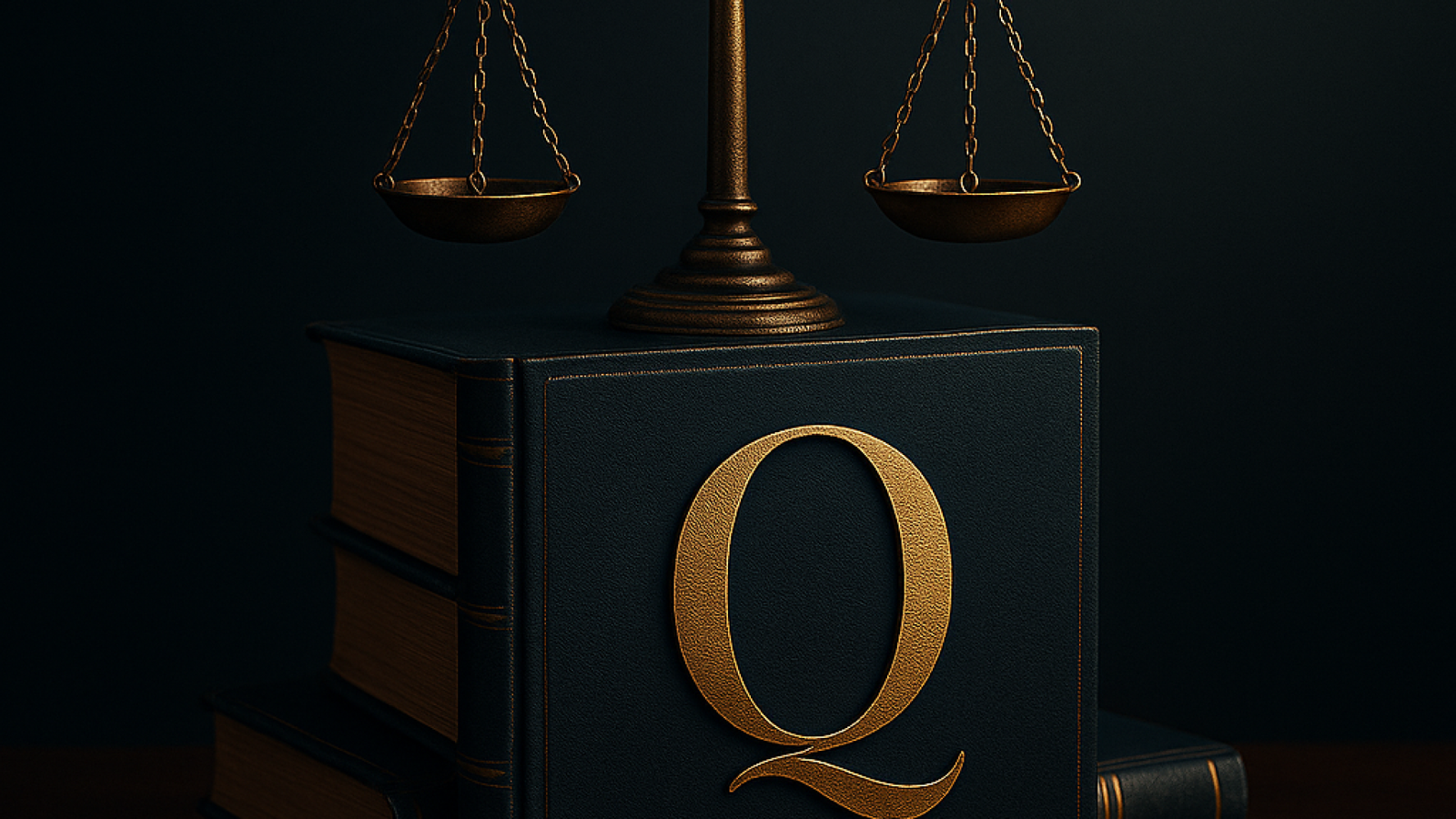 Imagen conceptual elegante con balanza de la justicia y contrato sobre fondo oscuro, que representa la correcta estructuración de la cláusula penal pecuniaria en contratos estatales.